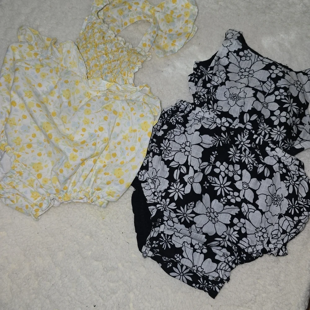 Joie Floral Yellow and Black Kids Bodysuits